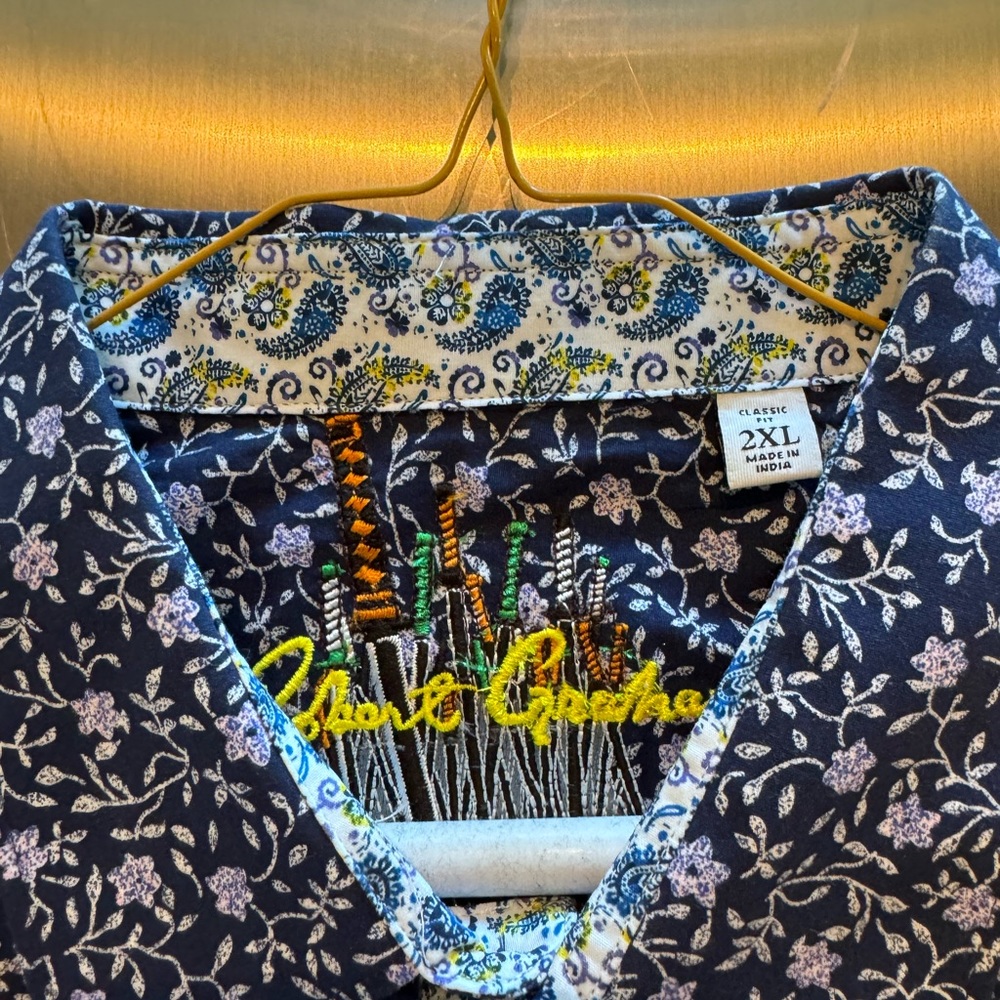 Robert Graham classic fit 2XL long sleeve navy floral shirt NWT